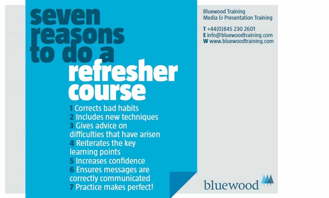 Seven Reasons To Do A Refresher Course Bluewood